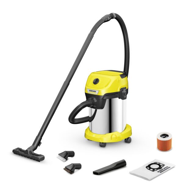 Aspirateur KARCHER Eau et Poussières WD3 INOX + Accessoires