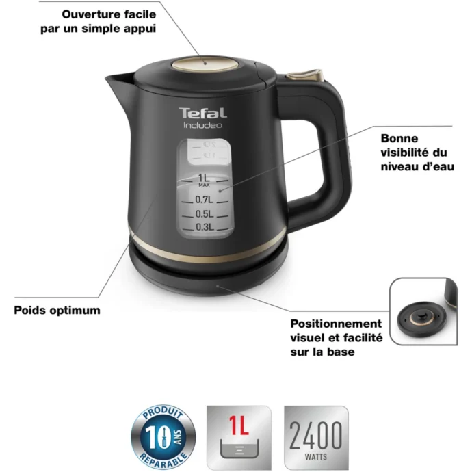 ⁦Bouilloire Tefal Includeo électrique 1L KI533811⁩ - الصورة ⁦2⁩